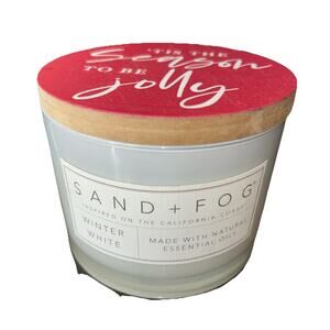 Sand and Fog Winter White 12 oz, Ceramic jar and wooden lid Double Wick